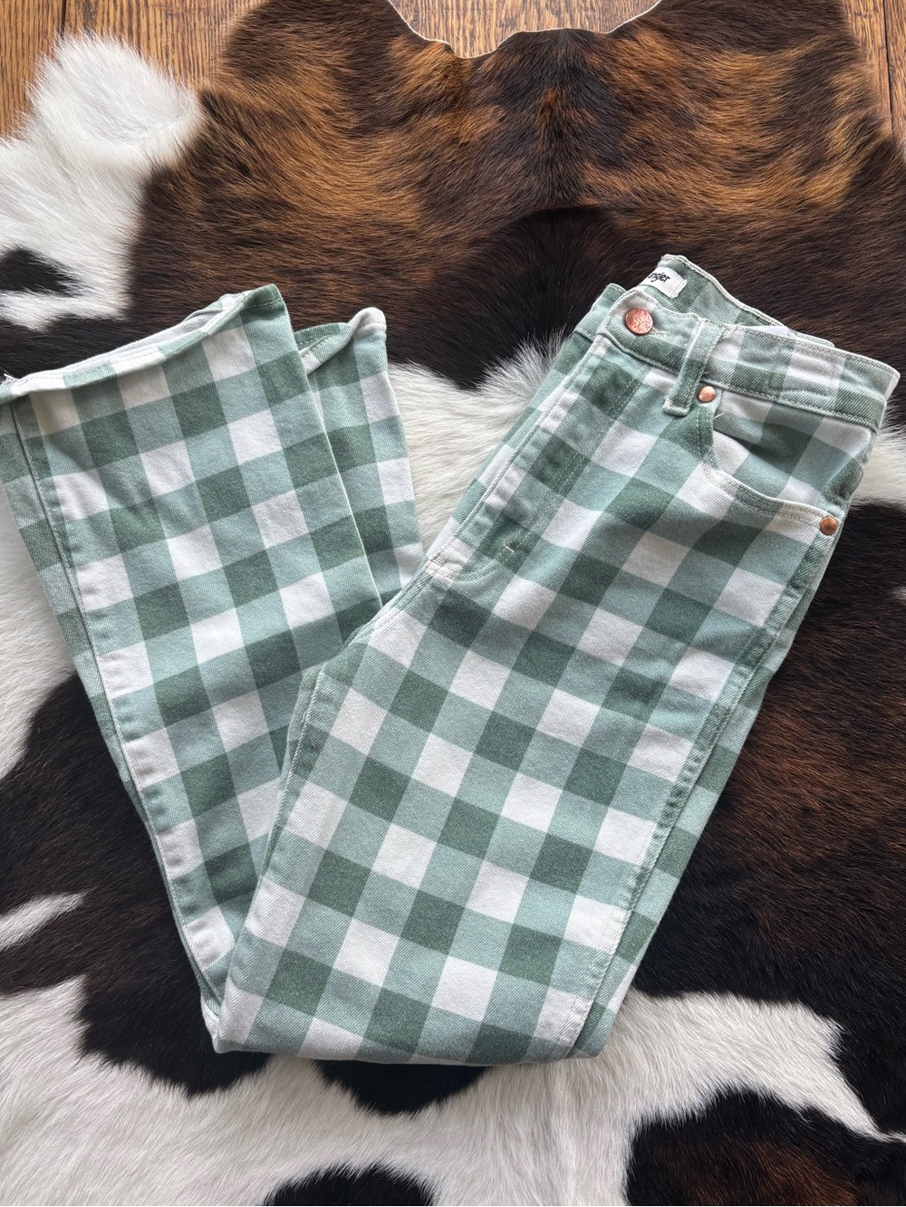 Wrangler Wrock Gingham Kick Flare Jeans